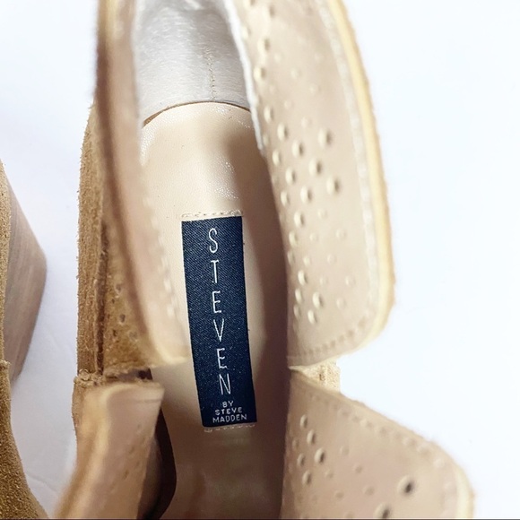 Steven by Steve Madden Ready Peep Toe Perforated Bootie Chestnut Oiled Cow Suede - Picture 9 of 12